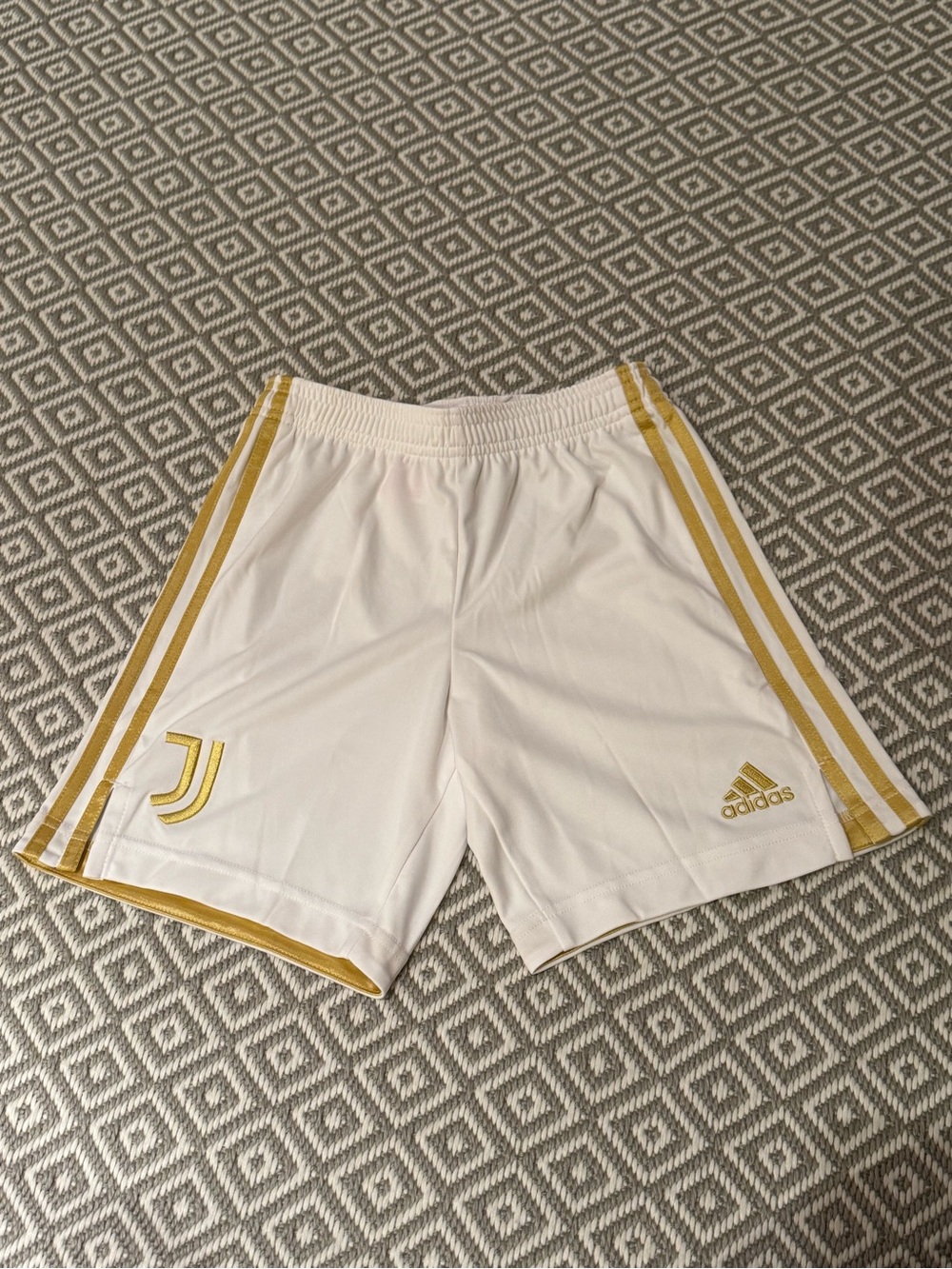 Adidas White & Gold Athletic Shorts with Subtle Logo